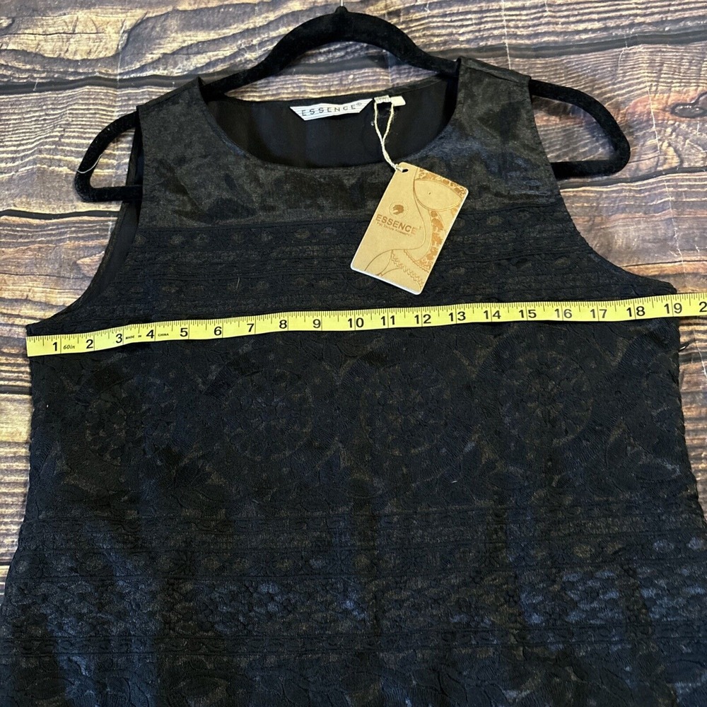 ESSENCE Satori Sheath Dress Black Sheer Mesh Embroidered Sleeveless XL - Picture 8 of 13